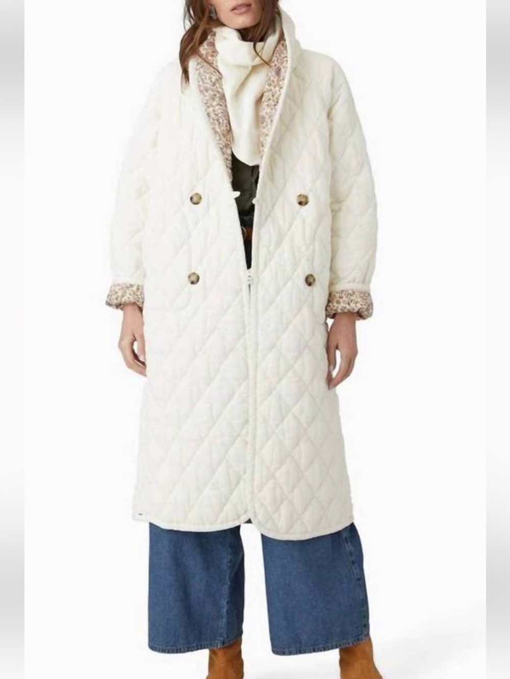 Xirena Women’s Harlyn Reversible Puffer Coat in Ivory Vine Medium NWOT